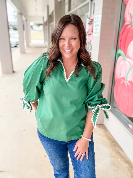 Emerald Ribbon Blouse