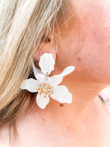 Flower Statement Earring:  white