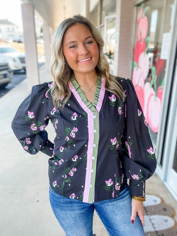Autumn Petals Ruffle Blouse