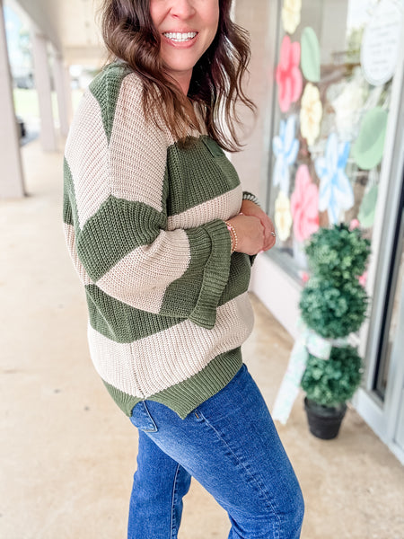 Woodland Stroll Striped Knit Sweater