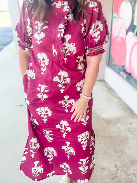 Burgundy Falling Petals Maxi