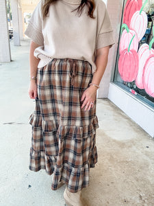 Rustic Plaid Ruffle Skirt