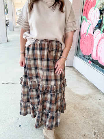 Rustic Plaid Ruffle Skirt