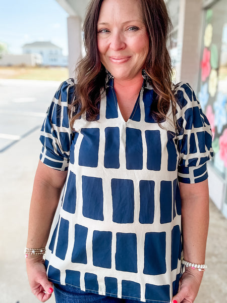 Dusty Blue Rectangle Top