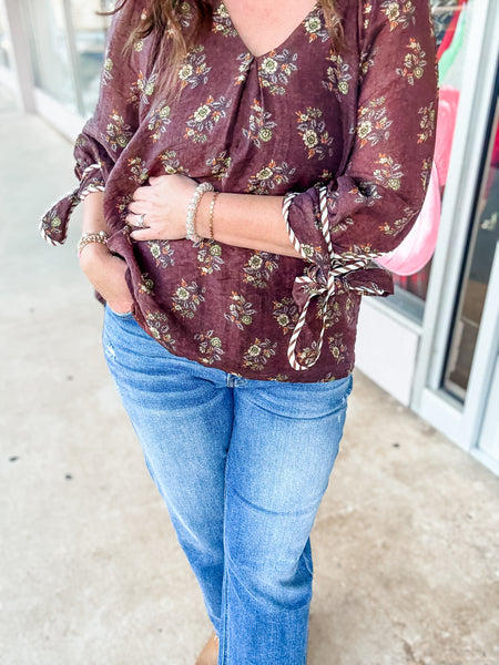 Chestnut Garden Tie Blouse