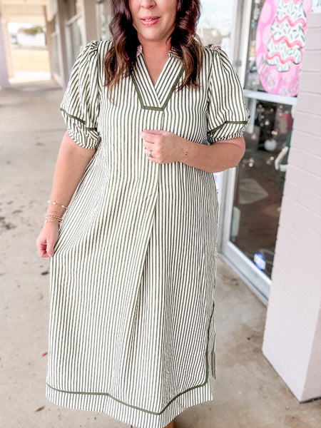 Olive Lane Stripe Dress: Plus