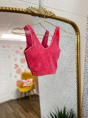 Ribbed Sports Bra:  magenta