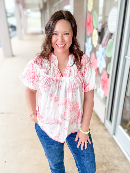 Pink Toile Top