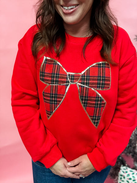 Tartan Bow Holiday Sweatshirt