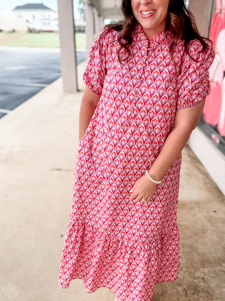 Sunset Petals Midi Dress