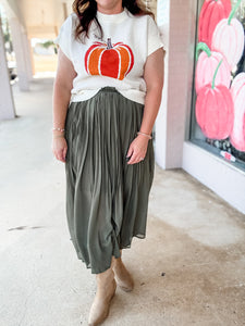 Olive Grove Pleated Skirt