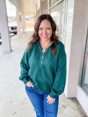 Green Breeze Waffle Hoodie