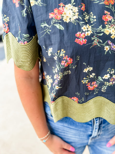 Midnight Bloom Flutter Top