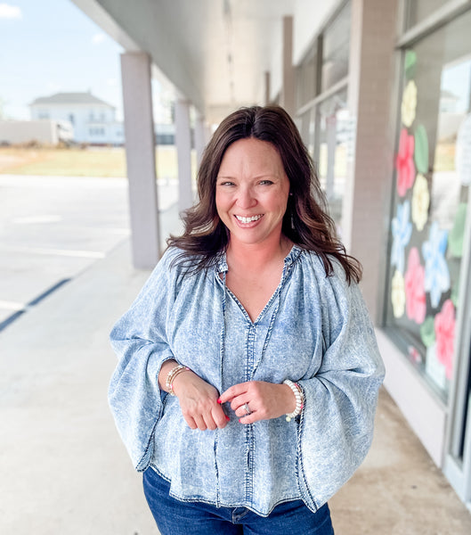 Chambray Long Sleeve Top