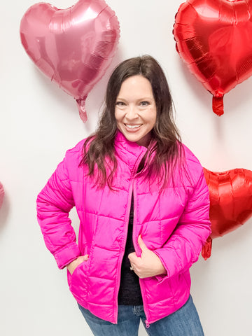 Hot Pink Puffer Jacket