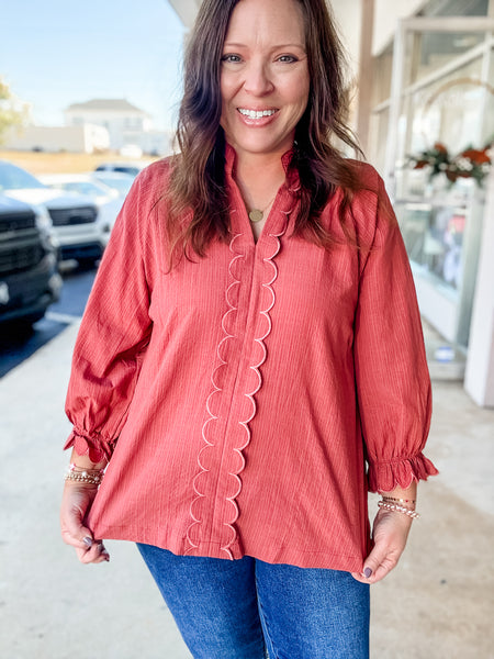 Rustic Rose Scallop Top