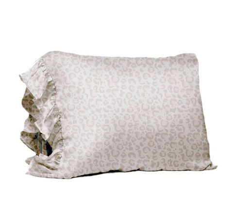 Ruffle Satin Pillowcase:  leopard