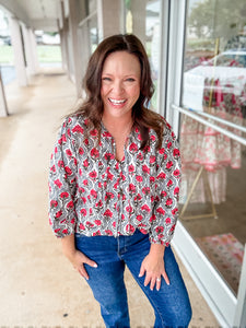 Ruby Red Bloom Blouse