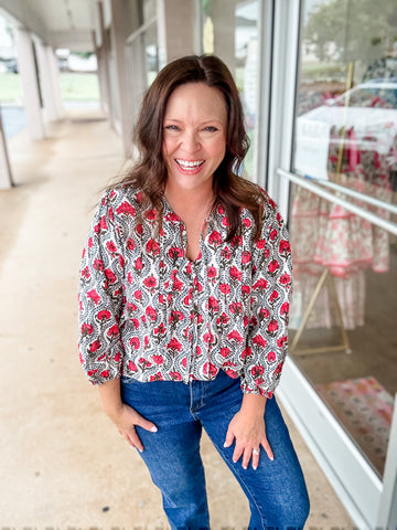 Ruby Red Bloom Blouse