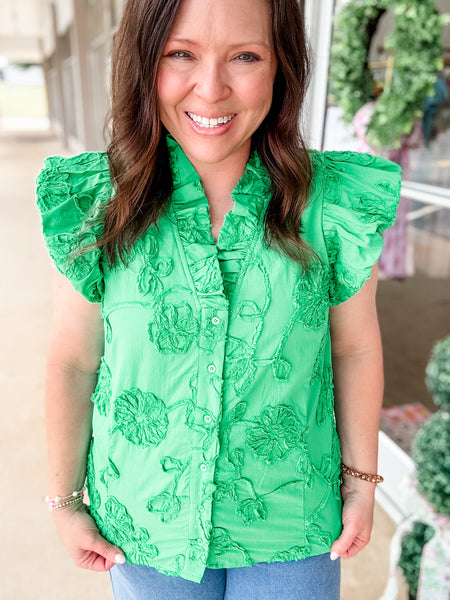 Green Embroidered Top