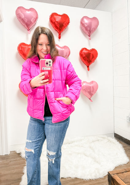 Hot Pink Puffer Jacket