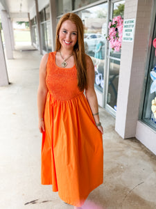 Orange Smocked Dress
