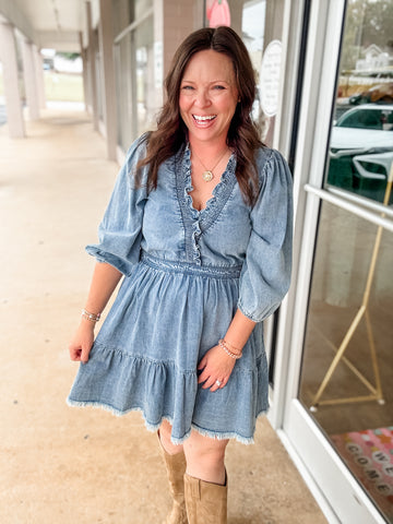 Prairie Rose Denim Dress