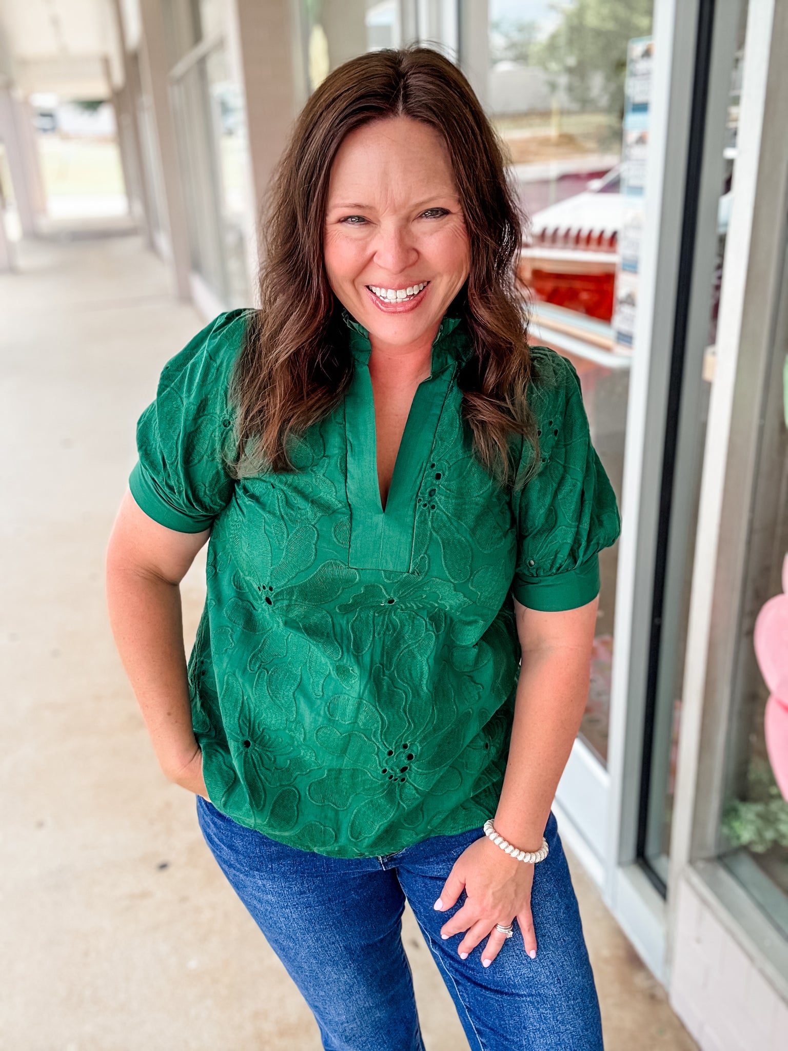 Emerald Green Floral Top