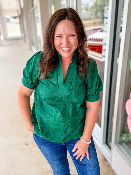 Emerald Green Floral Top