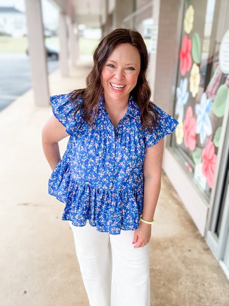 Blue Floral Top