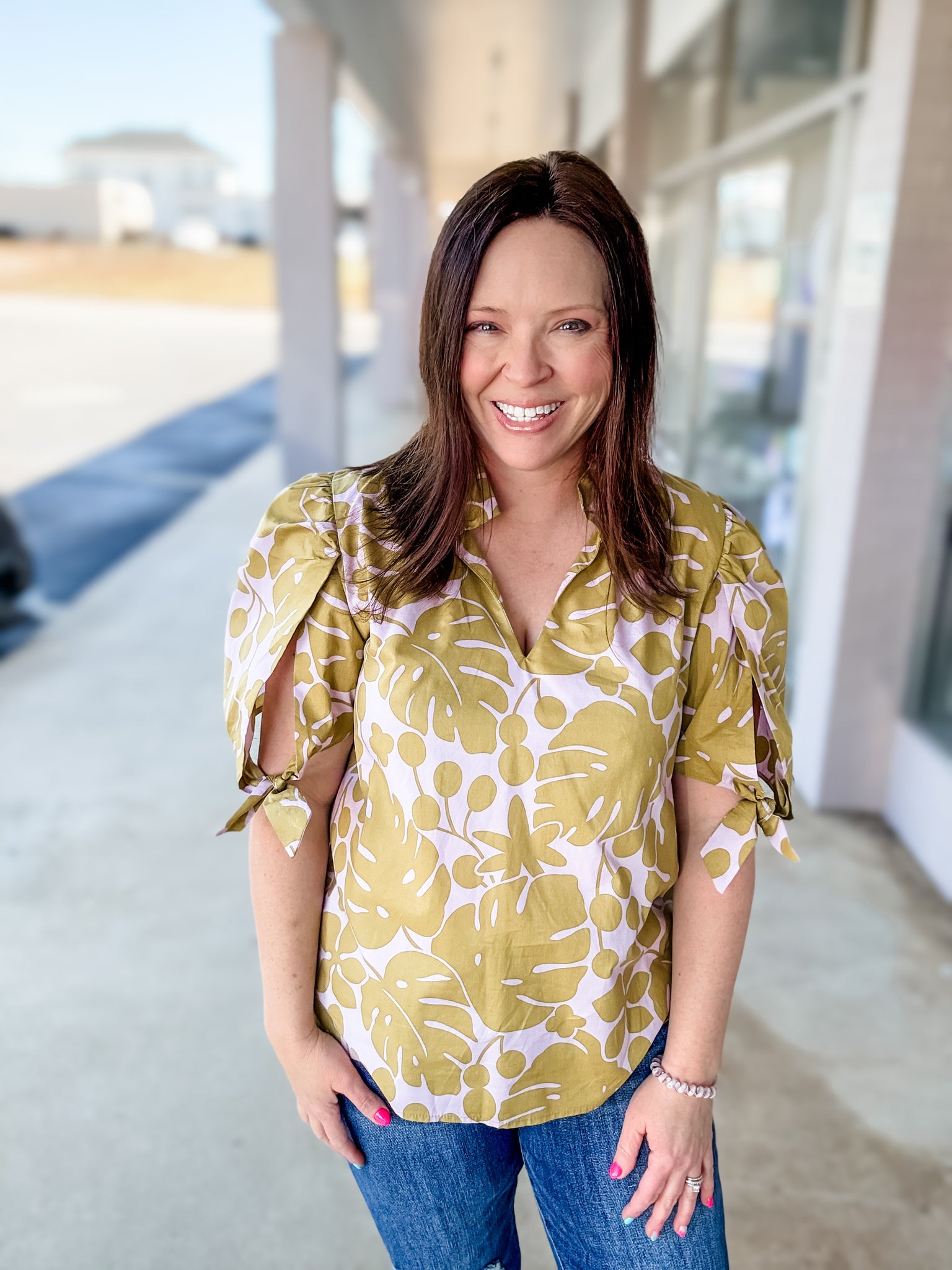 Mustard & Lilac Flower Top