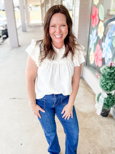 Cream Ruffle Top