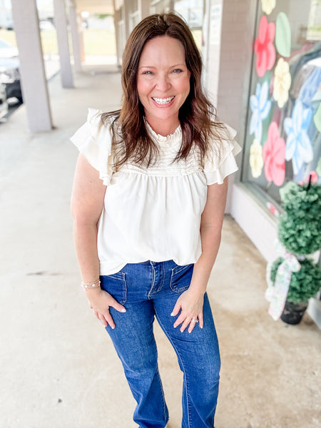 Cream Ruffle Top