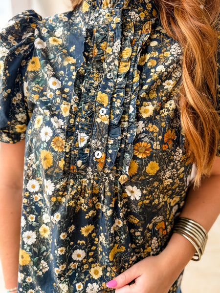 Black & Yellow Bloom Blouse