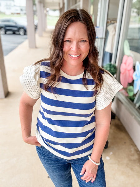 Blue & White Striped Top