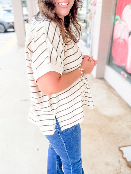 Oatmeal Stripe Ease Tee