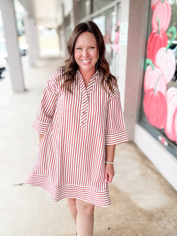 Cinnamon Stripe Day Dress