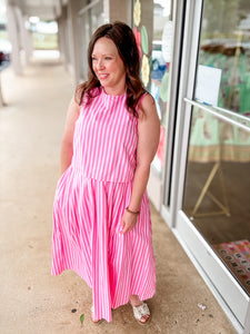 Pink Striped Top & Skirt