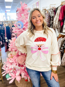 Santa Sparkle Bow Sweatshirt