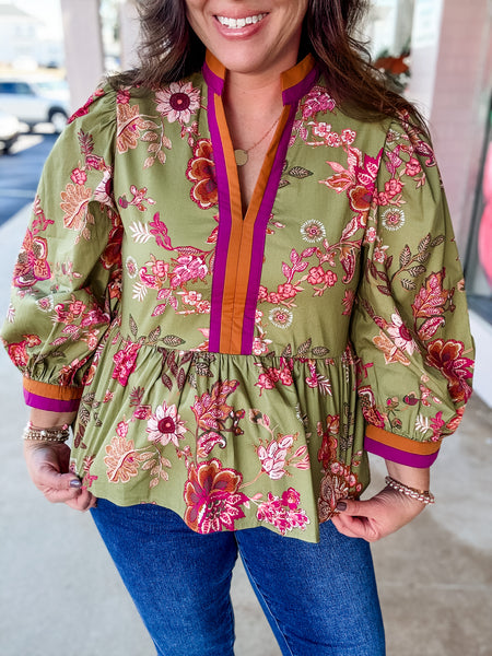 Autumn Bloom Peasant Top