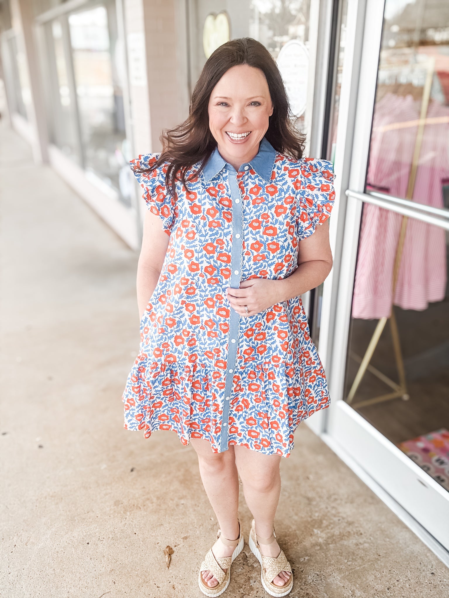 Orange & Blue Floral Dress