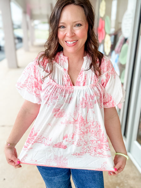 Pink Toile Top