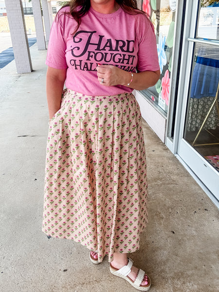Taupe Pink Flower Skirt