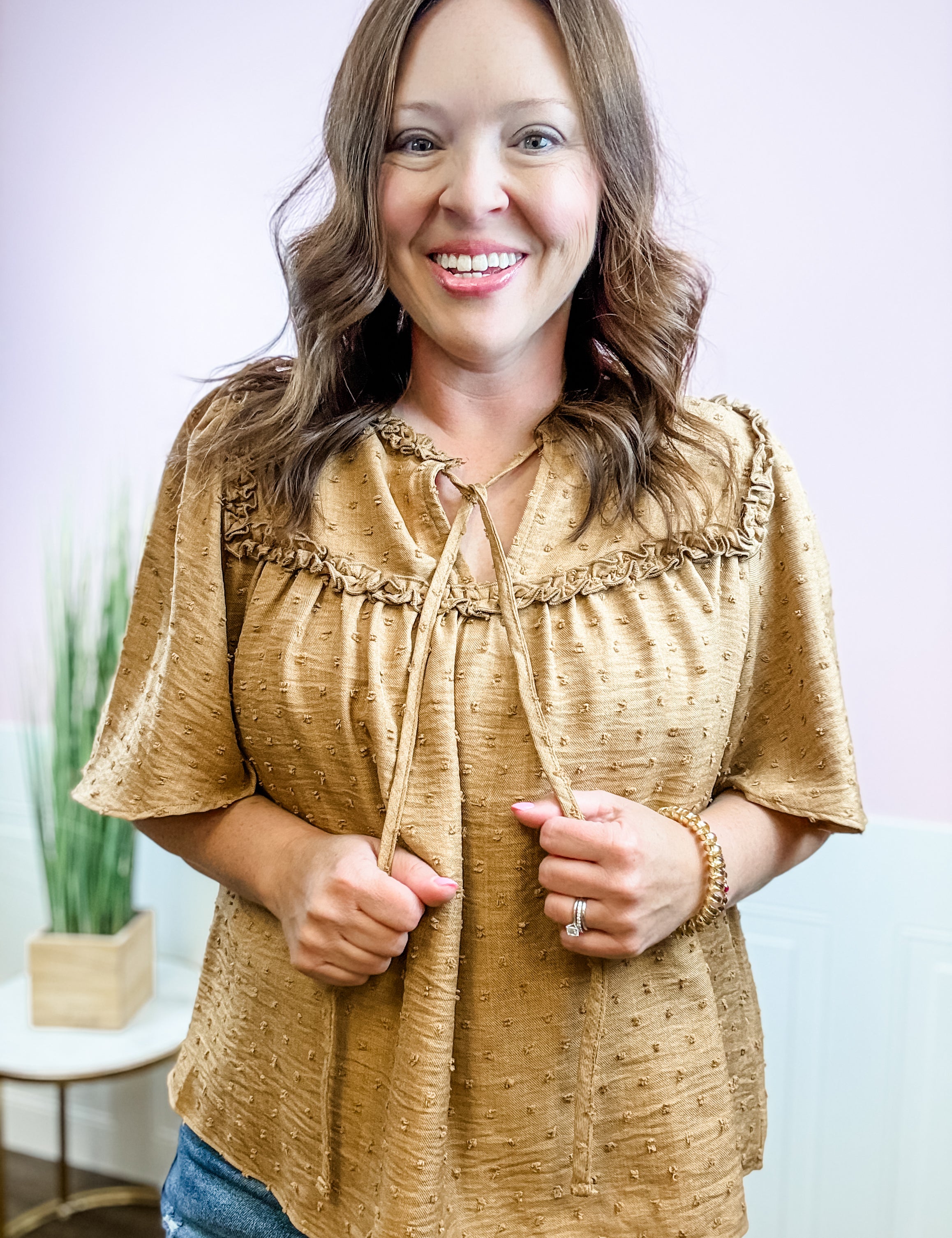 Golden Wheat Swiss Dot Tunic