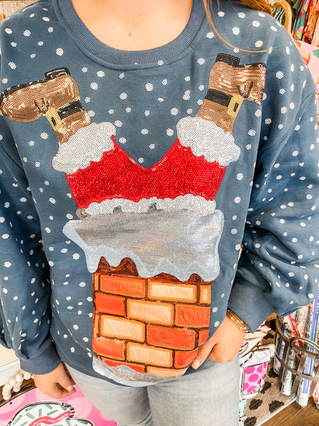 Santa Chimney Sweatshirt:  Queen of Sparkles