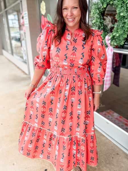 Coral Floral Dress