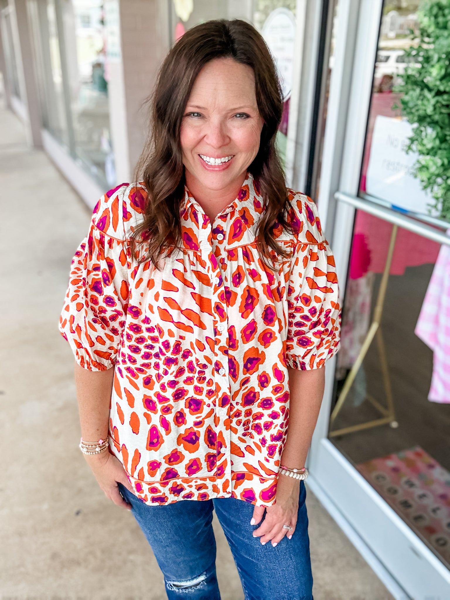 Orange & Purple Leopard Top