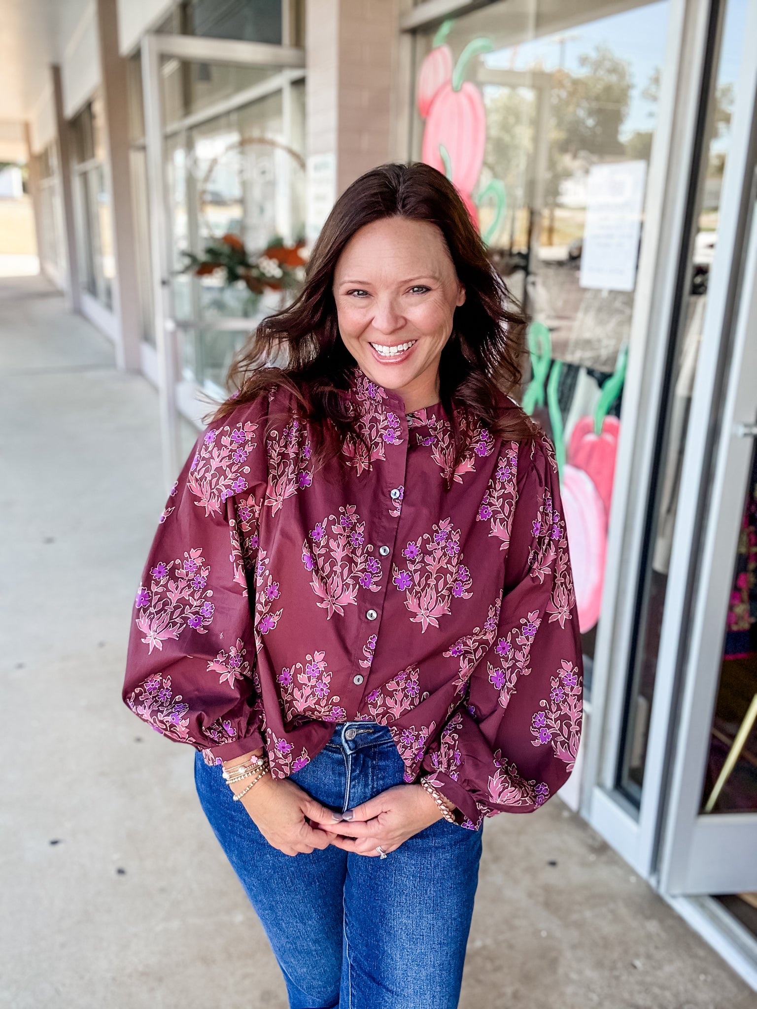 Plum Petals Button Blouse