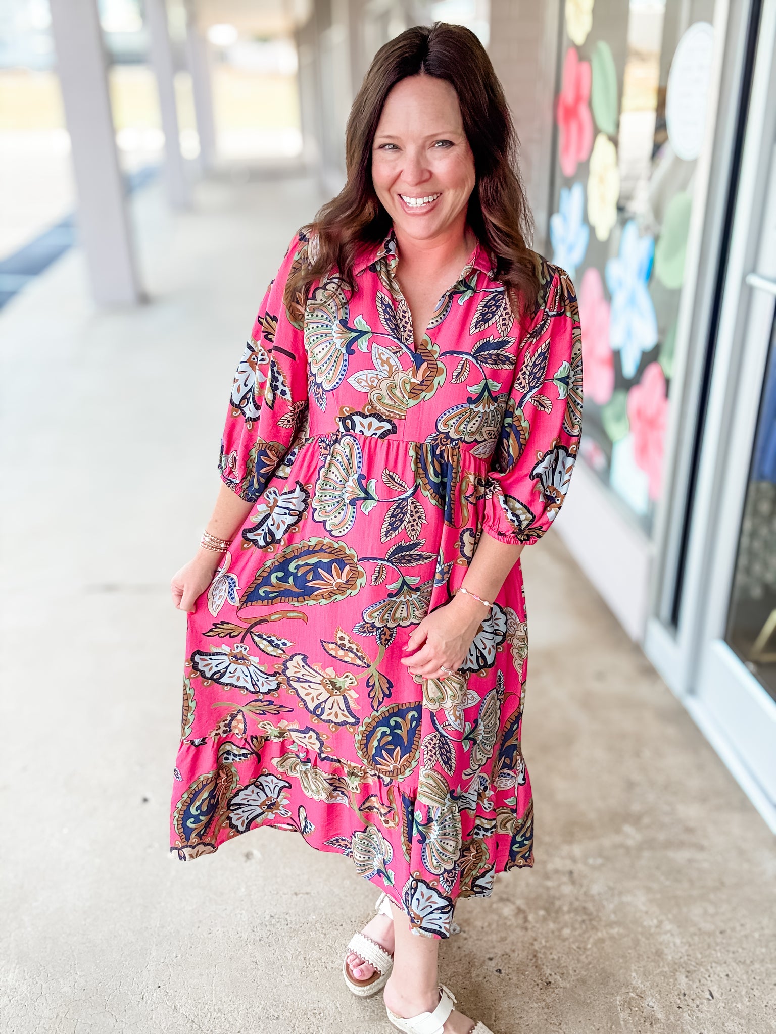 Deep Pink Floral Dress