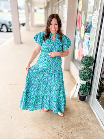 Teal Dainty Floral Dress